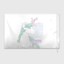 Флаг 3D Весенний единорог с цветущей сакурой арт - фото 2