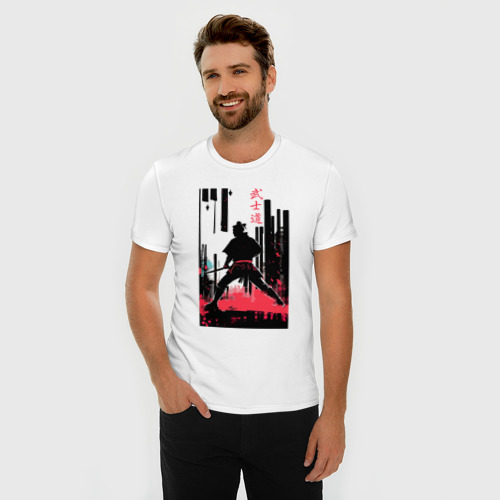 Мужская футболка хлопок Slim Бусидо - кодекс самурая - путь война, цвет белый - фото 3