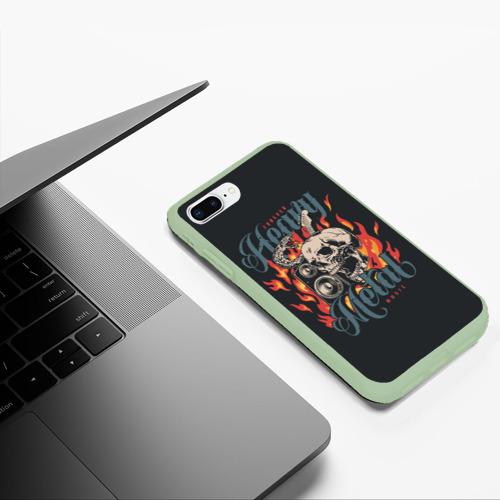 Чехол для iPhone 7Plus/8 Plus матовый Heavy metal music, цвет салатовый - фото 5