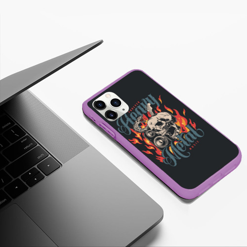 Чехол для iPhone 11 Pro Max матовый Heavy metal music, цвет фиолетовый - фото 5