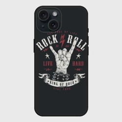 Чехол силиконовый для Apple iPhone 15 матовый Rock and roll - жест козы