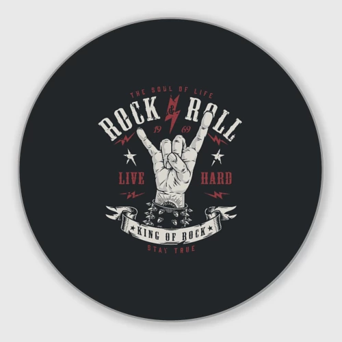 Круглый коврик для мышки Rock and roll - жест козы