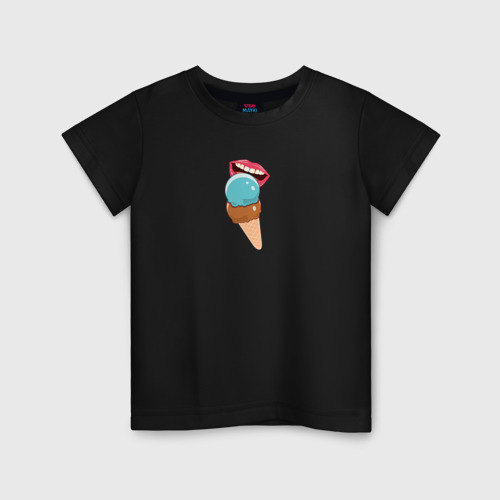 Детская футболка хлопок Голубое и шоколадное мороженое, цвет черный