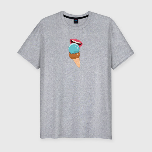 Мужская футболка хлопок Slim Голубое и шоколадное мороженое, цвет меланж
