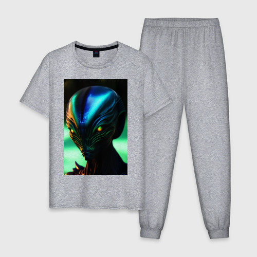 Мужская пижама хлопок с принтом Пришелец UFO, вид спереди #2
