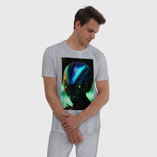Мужская пижама хлопок с принтом Пришелец UFO, фото на моделе #1