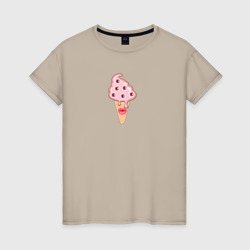 Женская футболка хлопок Монстр мороженое со множеством глаз