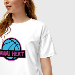 Женская футболка хлопок Oversize Miami Heat team - фото 2