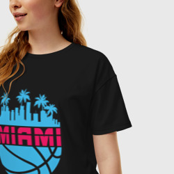 Женская футболка хлопок Oversize Miami city - фото 2