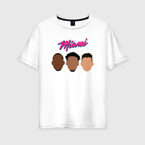 Женская футболка хлопок Oversize Miami players, цвет белый