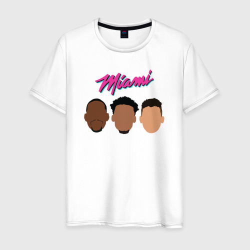 Мужская футболка из хлопка с принтом Miami players, вид спереди №1