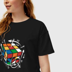 Женская футболка хлопок Oversize Схема сбора Кубика Рубика - фото 2