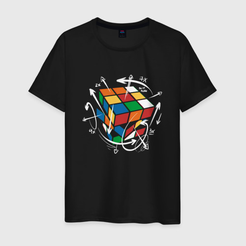 Мужская футболка из хлопка с принтом Схема сбора Кубика Рубика, вид спереди №1