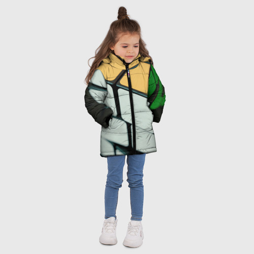 Зимняя куртка для девочек 3D Фото Кубика Рубика, цвет красный - фото 5