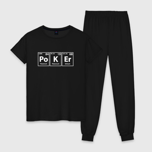Женская пижама хлопок Покерные элементы, цвет черный