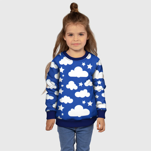 Детский свитшот 3D с принтом Облака и звёздочки, фото #4