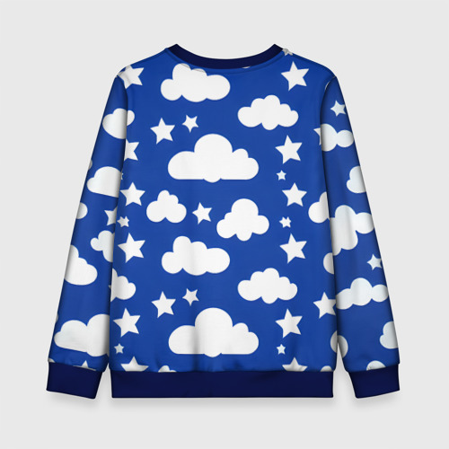 Детский свитшот 3D с принтом Облака и звёздочки, вид сзади #1