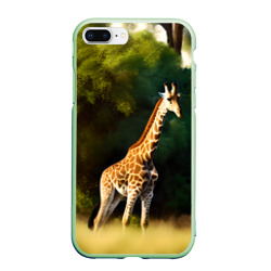 Чехол для iPhone 7Plus/8 Plus матовый Жираф на фоне деревьев