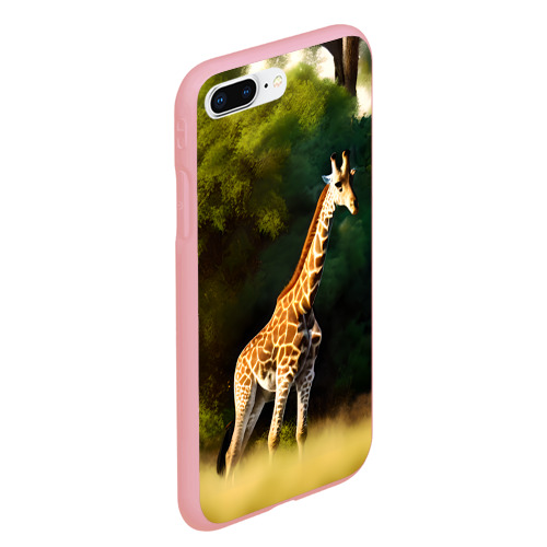 Чехол для iPhone 7Plus/8 Plus матовый Жираф на фоне деревьев, цвет баблгам - фото 3