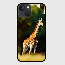 Чехол для iPhone 13 mini Жираф на фоне деревьев