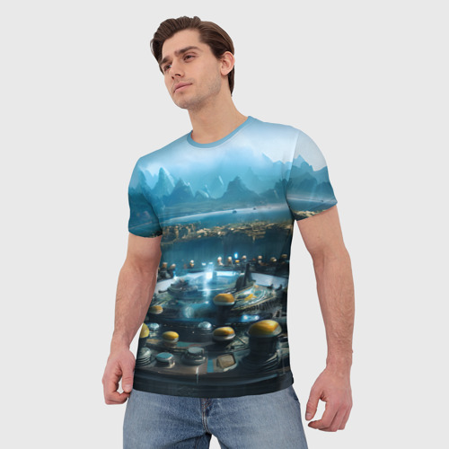 Мужская футболка 3D с принтом Инопланетный реактор, фото на моделе #1