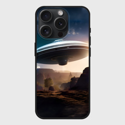 Чехол силиконовый для Apple iPhone 15 Pro матовый НЛО над горами