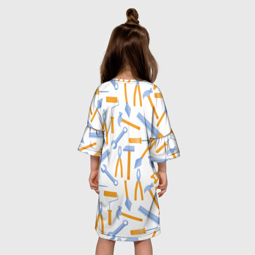 Детское платье 3D с принтом Инструменты, вид сзади #2