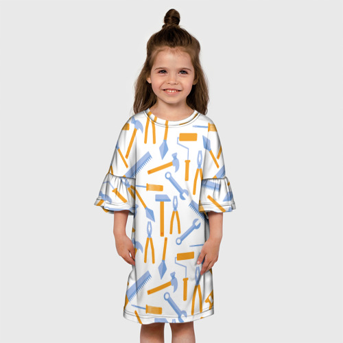 Детское платье 3D с принтом Инструменты, вид сбоку #3