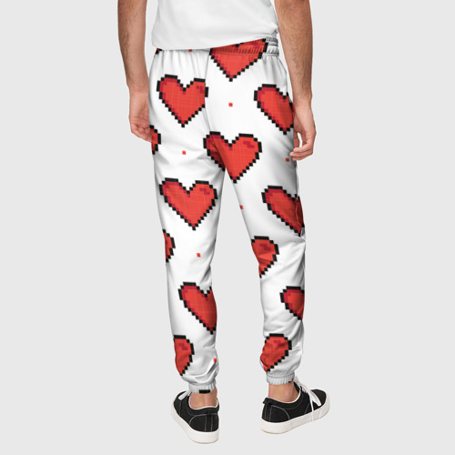 Мужские брюки 3D с принтом Pixel heart, вид сзади #2