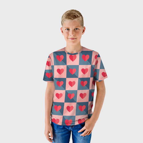 Детская футболка 3D Pettern hearts, цвет 3D печать - фото 3