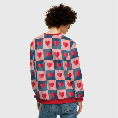 Мужской свитшот 3D Pettern hearts, цвет красный - фото 4