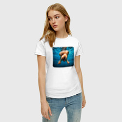 Женская футболка хлопок Пёсик под водой - фото 2