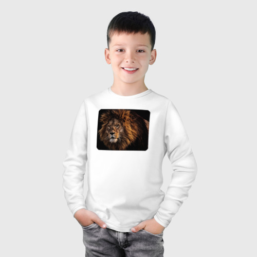 Детский лонгслив хлопок с принтом Очень мудрый лев, фото на моделе #1