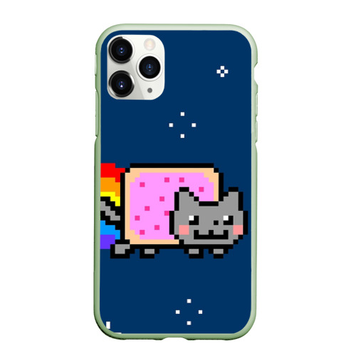 Чехол для iPhone 11 Pro матовый В стиле Nyan Cat, цвет салатовый