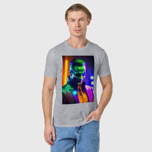 Мужская футболка хлопок с принтом Неоновый клоун, фото на моделе #1