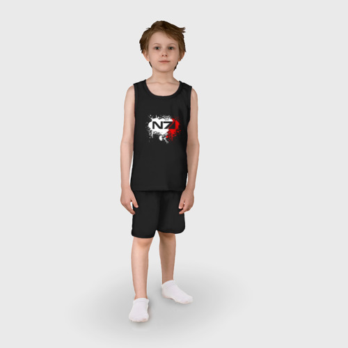 Детская пижама с шортами хлопок Mass Effect N7 - shooter - logo, цвет черный - фото 3