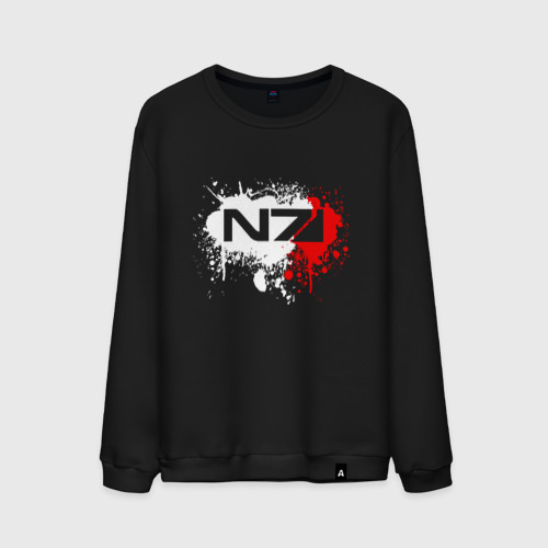 Мужской свитшот хлопок Mass Effect N7 - shooter - logo, цвет черный