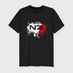 Мужская футболка хлопок Slim Mass Effect N7 - shooter - logo
