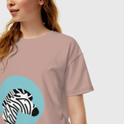 Женская футболка хлопок Oversize Зебра в кругу - фото 2