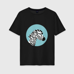 Зебра в кругу – Женская футболка хлопок Oversize с принтом купить со скидкой в -16%