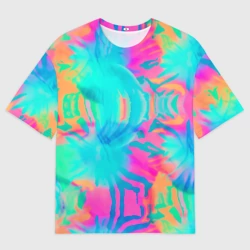 Женская футболка oversize 3D Кислотный тай-дай: паттерн