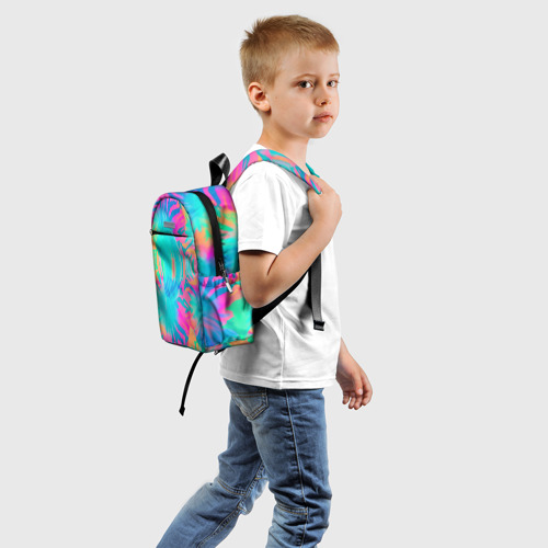 Детский рюкзак 3D с принтом Кислотный тай-дай: паттерн, вид сзади #1