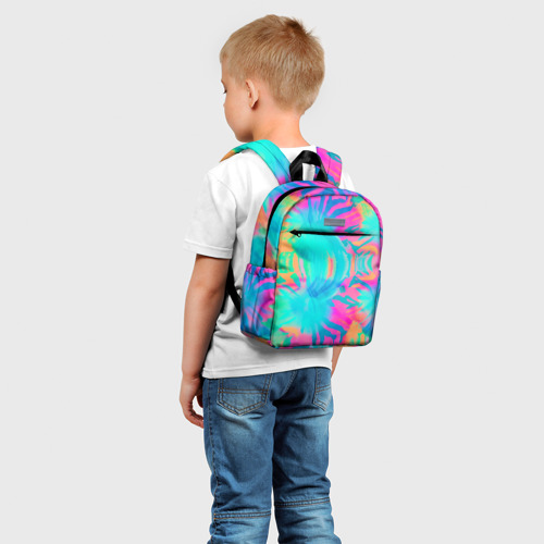 Детский рюкзак 3D с принтом Кислотный тай-дай: паттерн, фото на моделе #1
