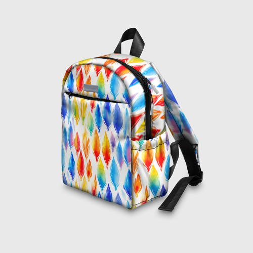 Детский рюкзак 3D Желто-красно-синие перья тай-дай: паттерн - фото 5
