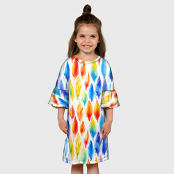 Детское платье 3D Желто-красно-синие перья тай-дай: паттерн - фото 2