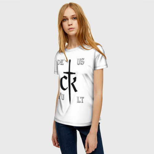 Женская футболка 3D с принтом Crusader Kings Label, фото на моделе #1