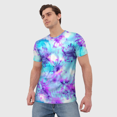 Мужская футболка 3D Морское дно узор - тай-дай, цвет 3D печать - фото 3