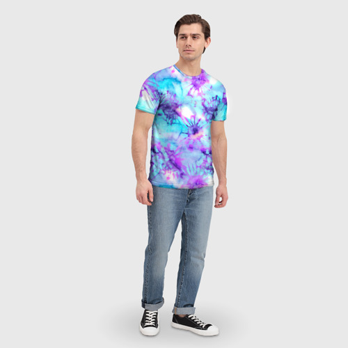Мужская футболка 3D Морское дно узор - тай-дай, цвет 3D печать - фото 5