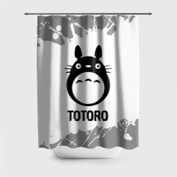 Штора 3D для ванной Totoro glitch на светлом фоне