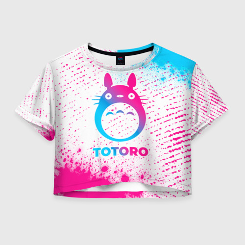 Женская футболка Crop-top 3D Totoro neon gradient style, цвет 3D печать